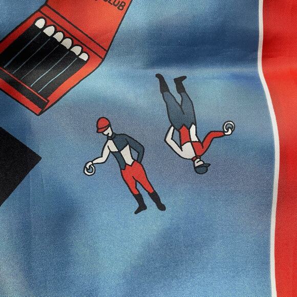 Vintage The 21 Club Scarf Red Blue 100% Silk Made In Japan Jockeys Matchbooks - Picture 15 of 16